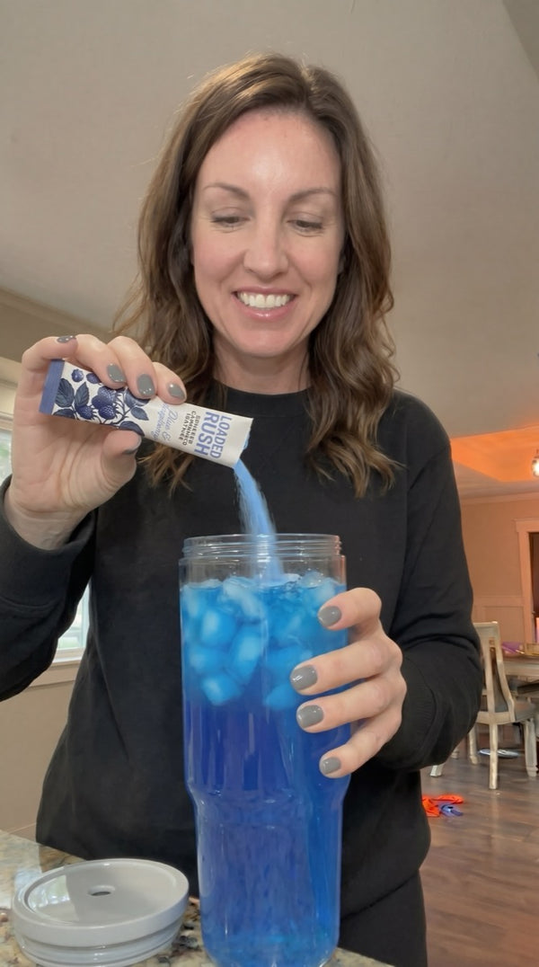 Fill with ice & top with water to a full 32oz